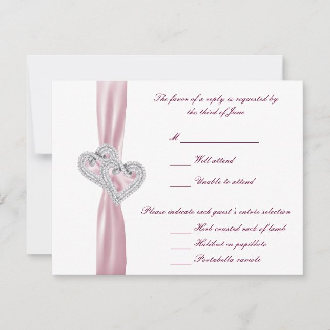 Carte de réponse personnalisée Coeurs roses (Devant)