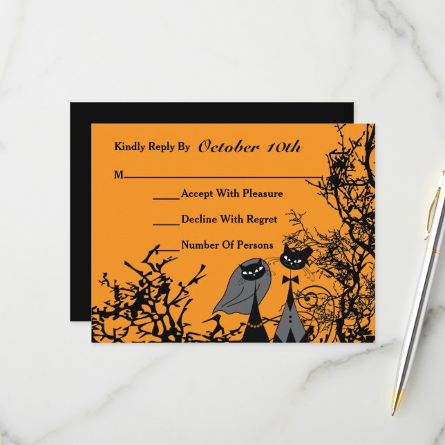 Carte de réponse personnalisée pour le mariage de  (Devant/Arrière en situation)