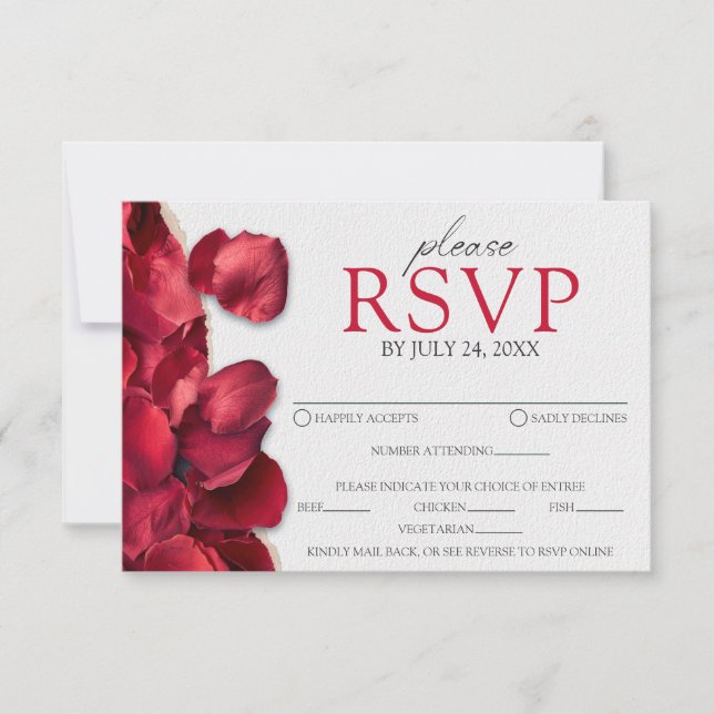 Carte de réponse Pétales de rose (Devant)