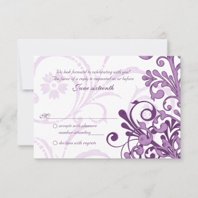 Carte de réponse petite florale abstraite blanche  (Devant)