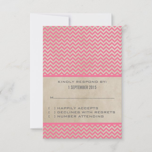 Carte de réponse Pink Chic Chevron (Devant)