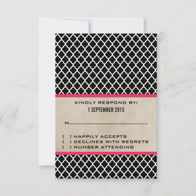 Carte de réponse Pink Chic Quatrefoil (Devant)