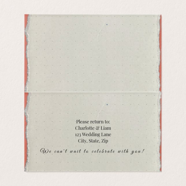 Carte de réponse pliée pour mariage botanique mini (Inside Unfolded)