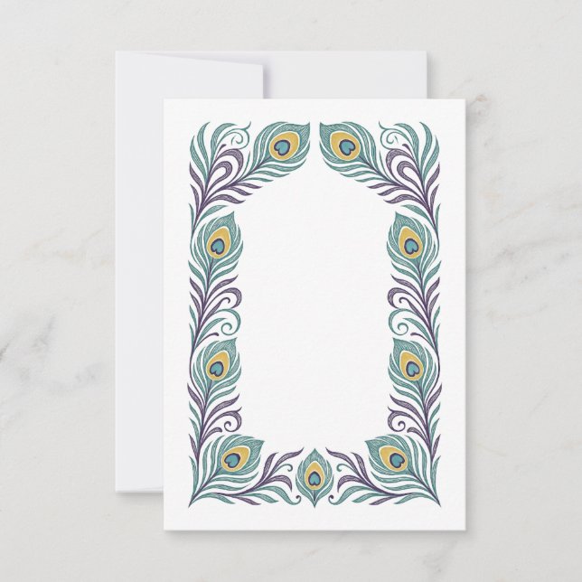 Carte de réponse Plume de Paon pour Mariage (Devant)