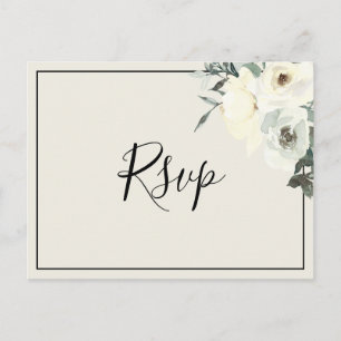 Carte de réponse postale florale délicate crème vi