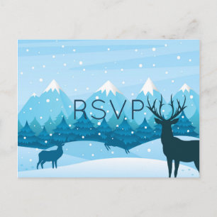 Carte de réponse postale Winter Blue avec choix de