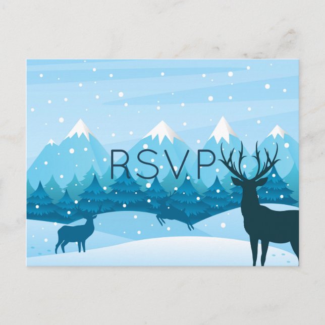 Carte de réponse postale Winter Blue avec choix de (Devant)