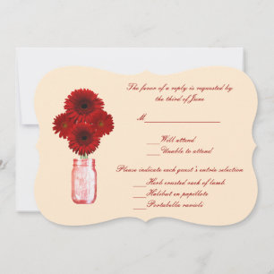 Carte de réponse Pot Mason Fleurs Rouges