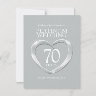 carte de réponse pour 70 ans de mariage avec cœur 
