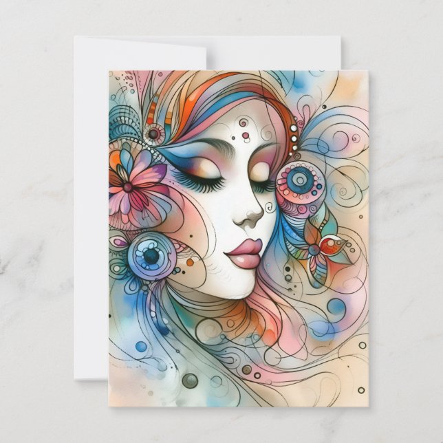 Carte de réponse pour album de découpage de femme  (Devant)