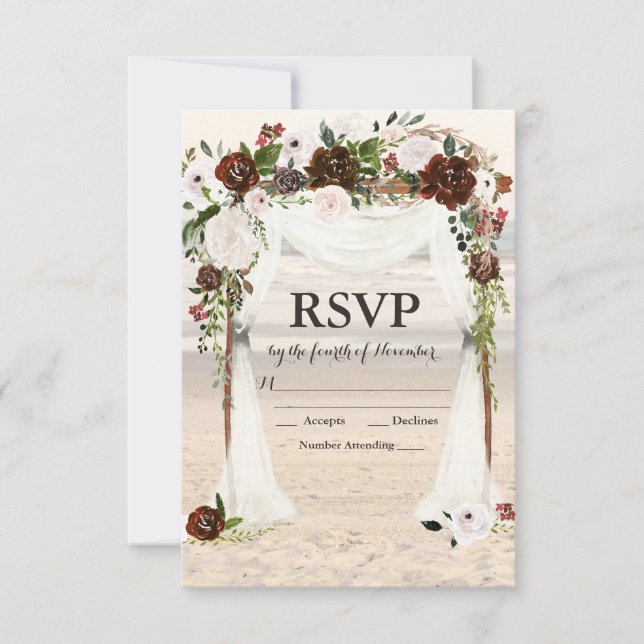 Carte de réponse pour arche de mariage sur la plag (Devant)