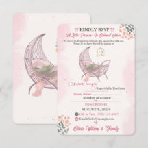 Carte de réponse pour Baby Shower Bohème Fille