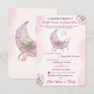 Carte de réponse pour Baby Shower Bohème Fille