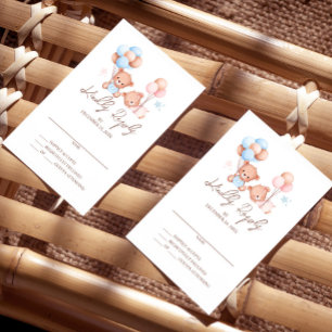 Carte de réponse pour Baby Shower ourson jumeaux g