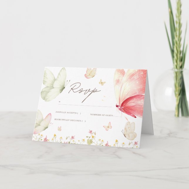 Carte de réponse pour baby shower papillon fille f (Devant)