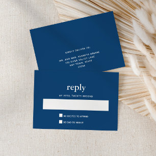 Carte de réponse pour Bar Mitzvah moderne bleu mar