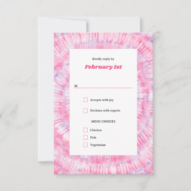 Carte de réponse pour Bat Mitzvah Tie Dye Rose (Devant)