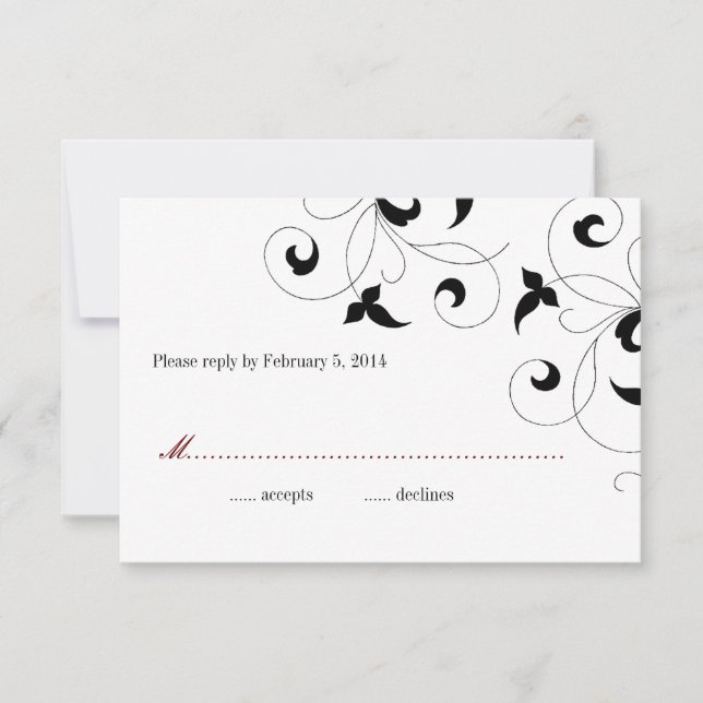 Carte de réponse pour invitation de mariage Dainty (Devant)