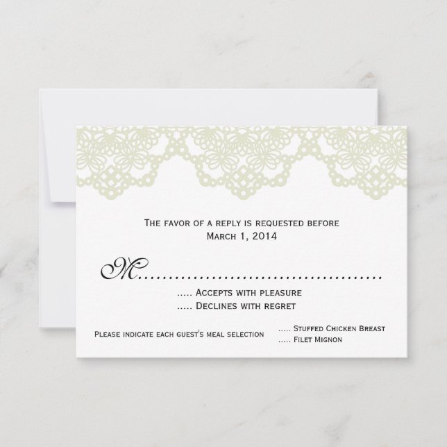 carte de réponse pour invitation de mariage en den (Devant)