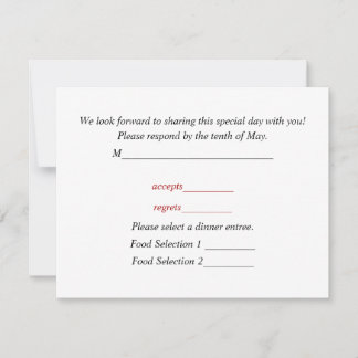 Carte de réponse pour invitations de mariage