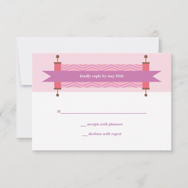 Carte de réponse pour la Bat Mitzvah Torah Chevron (Devant)