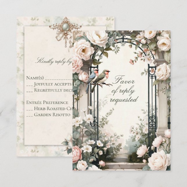 Carte de réponse pour la fête de fiançailles flora (Devant / Derrière)