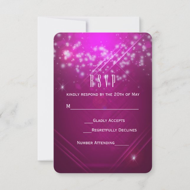 Carte de réponse pour la soirée Magenta Pink Spark (Devant)