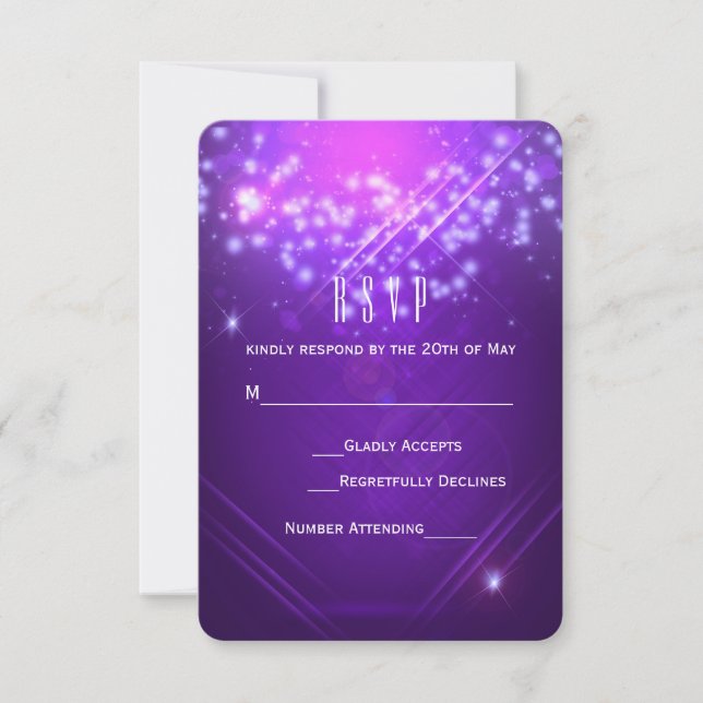 Carte de réponse pour la soirée Purple Sparkle Gla (Devant)
