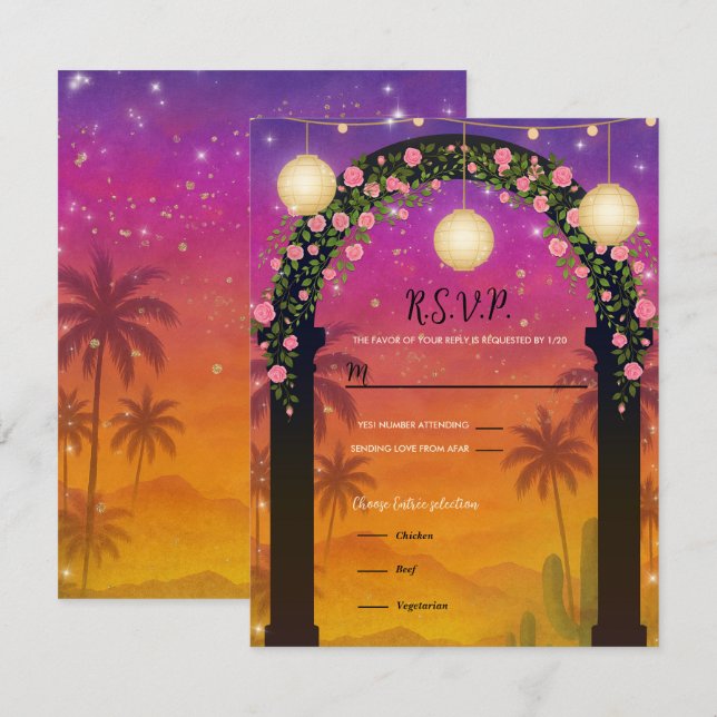Carte de réponse pour l'arche florale Hacienda Sun (Devant / Derrière)