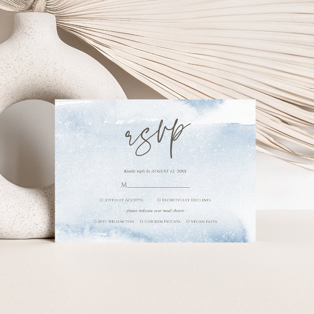 Carte de réponse pour le baptême du garçon à l'aqu (Blue Watercolor Boy Baptism RSVP Card)
