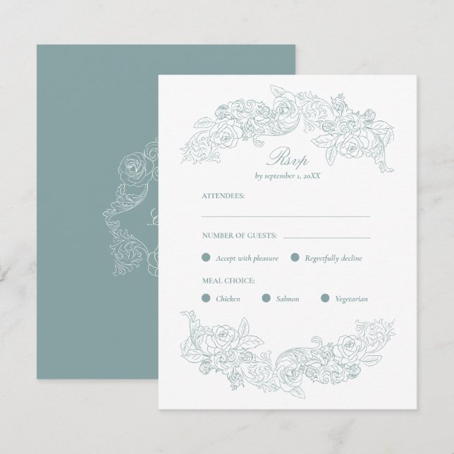 Carte de réponse pour le choix du repas de mariage (Devant / Derrière)