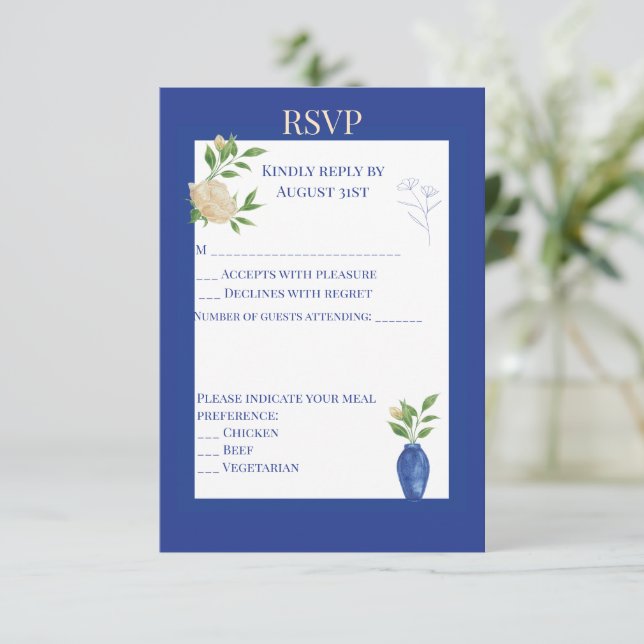 Carte de réponse pour le Jardin Bleu Enchanté (Debout devant)