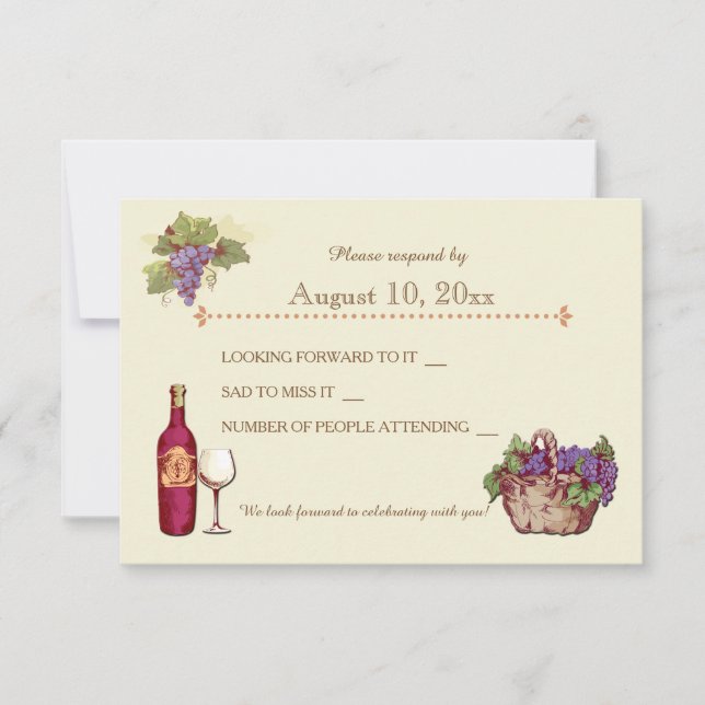 Carte de réponse pour le mariage au vignoble (Devant)