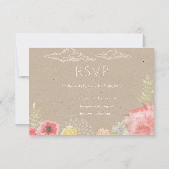 Carte de réponse pour le mariage d'été dans la pra (Devant)