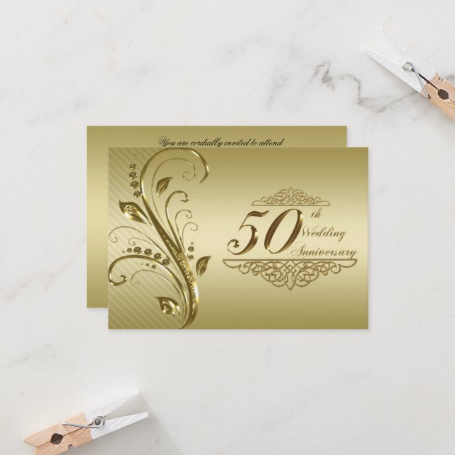 Carte de réponse pour les 50 ans de mariage (Devant/Arrière en situation)