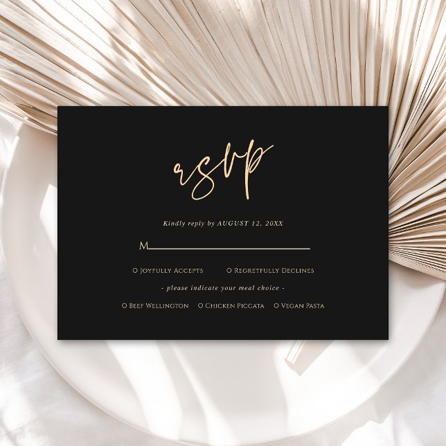 Carte de réponse pour les 60 ans, 70 ans, 80 ans,  (Black Gold 60th 70th 80th 90th Birthday RSVP Card)