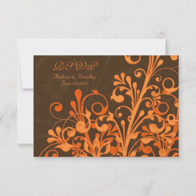 Carte de réponse pour mariage automnal aux fleurs  (Devant)