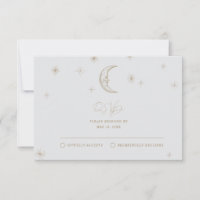 Carte de réponse pour mariage céleste étoile et lu