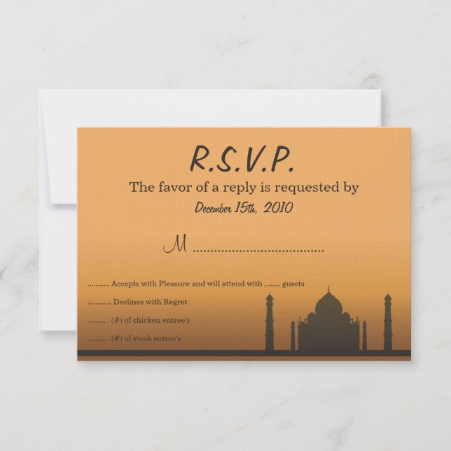 Carte de réponse pour mariage de rêve indien (Devant)