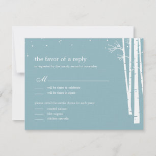 Carte de réponse pour mariage en forêt hivernale