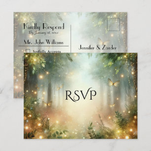 Carte de réponse pour mariage en forêt mystique et