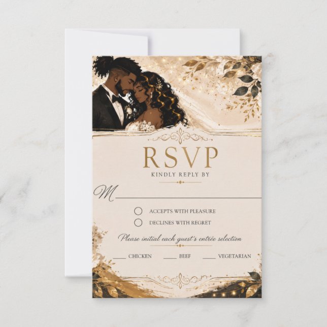Carte de réponse pour mariage moderne anime (Devant)