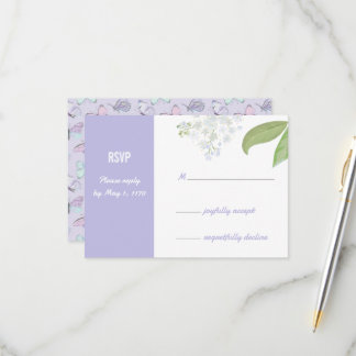 Carte de réponse pour mariage Papillons & Fleur de