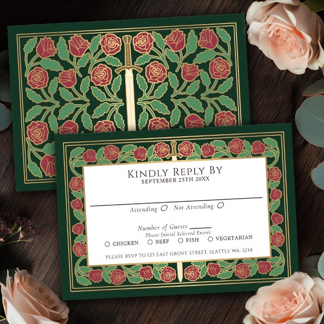 Carte de réponse pour mariage royal avec épée flor (Créateur téléchargé)