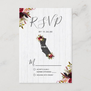 Carte de réponse pour mariage rustique en Californ