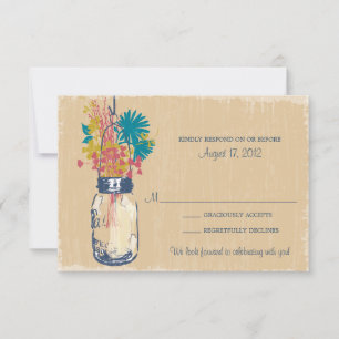 Carte de réponse pour pot Mason et fleurs sauvages