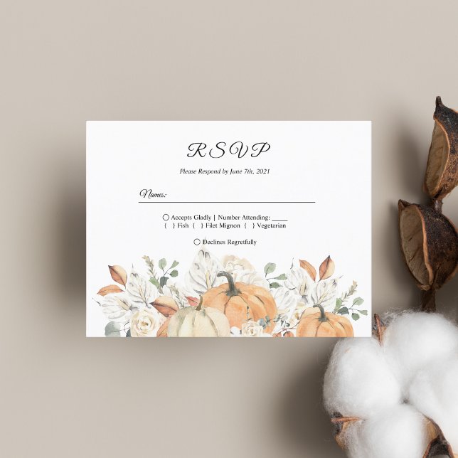Carte de réponse pour un mariage automnal rustique (Créateur téléchargé)