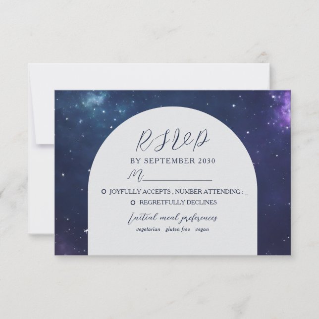 Carte de réponse pour un mariage céleste romantiqu (Devant)