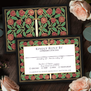 Carte de réponse pour un mariage royal avec épée f