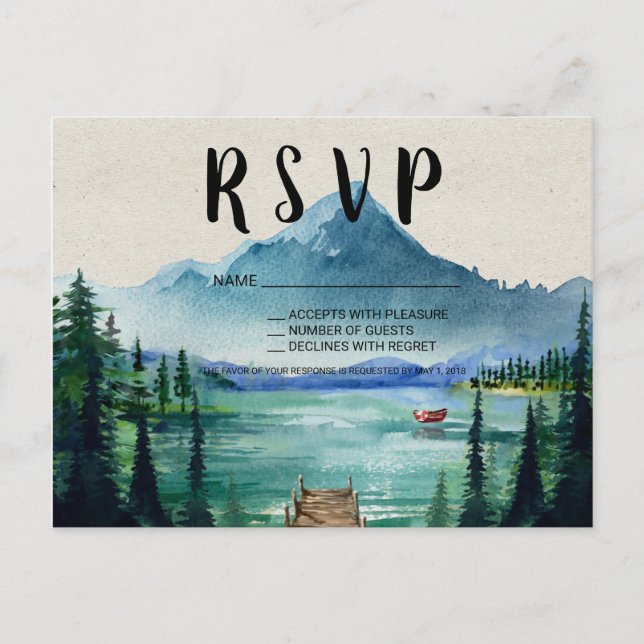 Carte de réponse pour un mariage rustique au bord  (Devant)